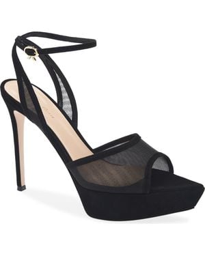 Gianvito Rossi Dorotea Mesh Platform Sandal - Black
