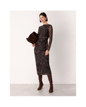 Whistles Abstract Zebra Mesh Dress - Black