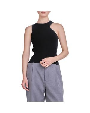 Endless Rose Asymmetric Cutout Rib Knit Tank Top - Black