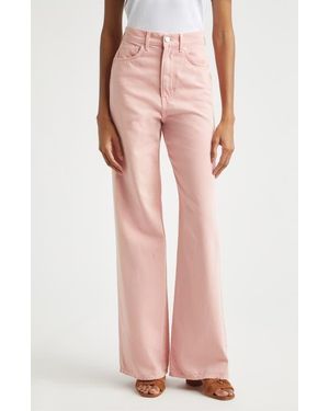 Veronica Beard Taylor High Waist Wide Leg Jeans - Pink