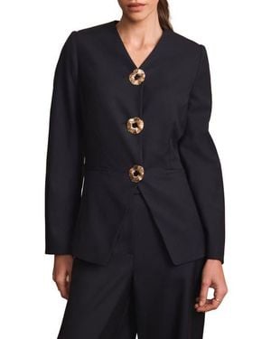 Mint Velvet Wool Blend Sculpted Jacket - Black
