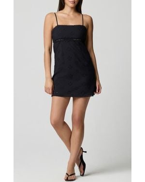 Florence By Mills Square Neck Cotton Eyelet Minidress - Black