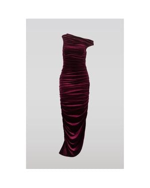 Saemdi Draped Velvet Dress - Red