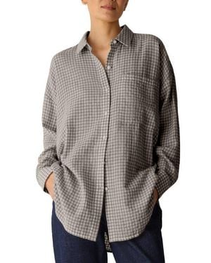 Eileen Fisher Classic Collar Longline Button-Up Shirt - Gray