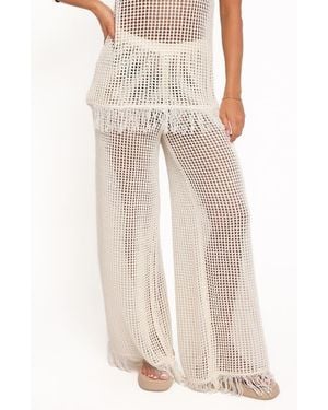 Petal & Pup Lorna Open Stitch Wide Leg Pants - Natural