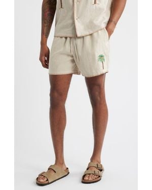 MAVRANS Palm Tree Linen Blend Shorts - Natural