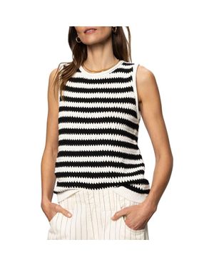 Sanctuary Stripe Crochet Sweater Tank - Black