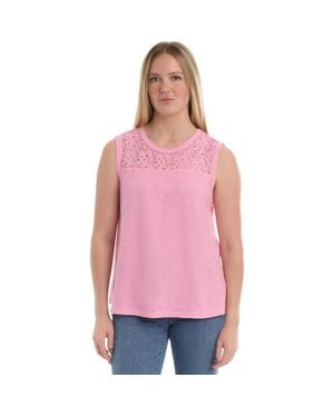 Wilt Shell With Lace Yoke Top - Pink