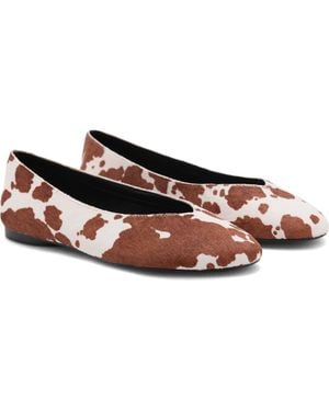 MANGO TEEN Genuine Calf Hair Ballet Flat - Brown