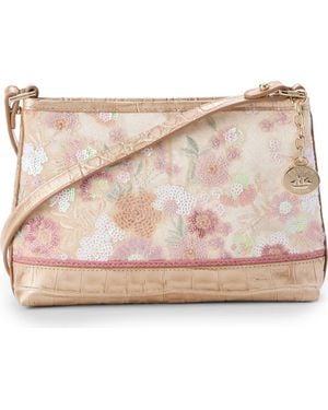 Brahmin Lorelei Croc Embossed Leather Shoulder Bag - Pink