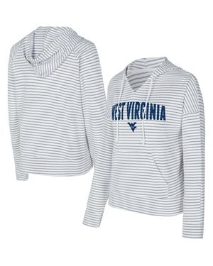 Concepts Sport West Virginia Mountaineers French Terry Striped V-Neck Pullover Hoodie - Blue