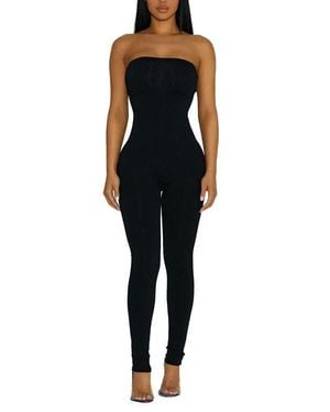Naked Wardrobe Tube Tight Strapless Jumpsuit - Black