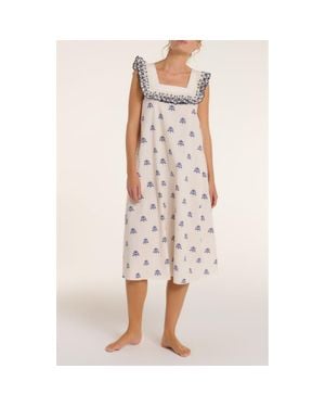 Hermoza Martha Embroidered Smocked Midi Dress - Pink