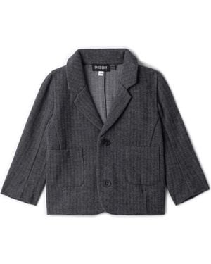 Space Grey Herringbone Stretch Blazer - Gray