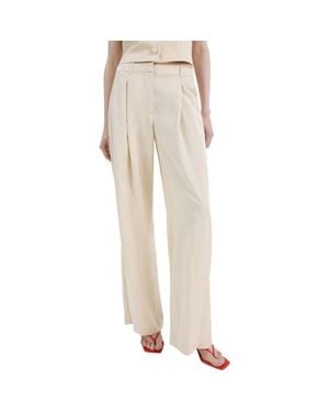 Mango Tailored Straight Leg Pants - Natural
