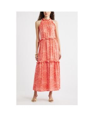 Chelsea28 Ruffle Trim Sleeveless Maxi Dress - Red