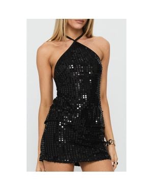 Princess Polly September Sunsets Sequin Halter Top - Black