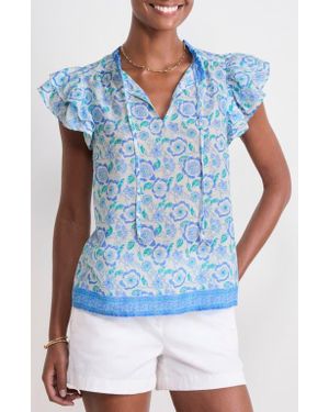 Vineyard Vines Print Ruffle Sleeve Top - Pink