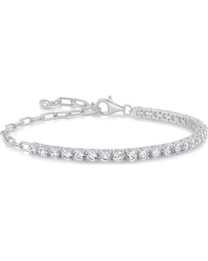 Crislu Cubic Zirconia Bar Cable Chain Bracelet - Metallic