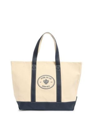 Sporty & Rich Eden Crest Colorblock Canvas Tote - Natural