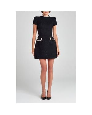 Nadine Merabi Simone Embellished Trim Shimmer Tweed Minidress - Black