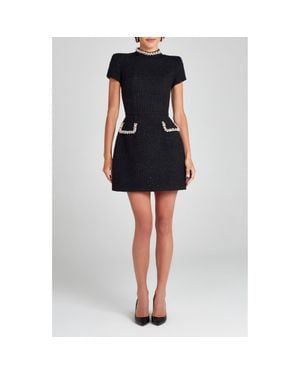 Nadine Merabi Simone Embellished Trim Shimmer Tweed Minidress - Black
