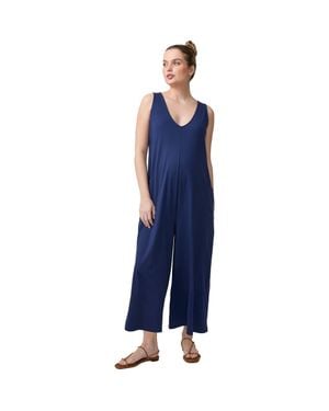 Ingrid & Isabel V-Neck Wide Leg Knit Jumpsuit - Blue