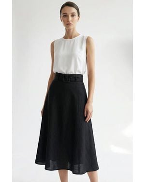 Exquise Skyler Midi Linen Skirt - White
