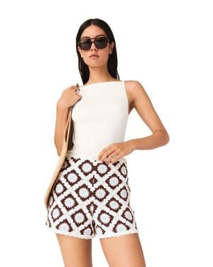 Maje Floral-Patterned Crochet Shorts - White
