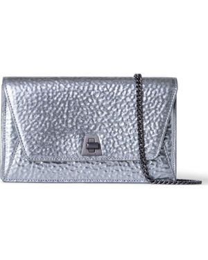 Akris Anouk Metallic Leather Envelope Wallet On A Chain - Blue