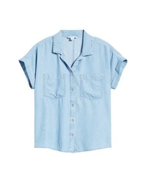 Beach Lunch Lounge Issey Short Sleeve Chambray Shirt - Blue