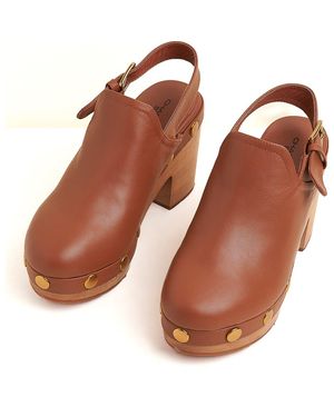 Charlotte Stone Hari Platform Slingback Studded Clog - Brown