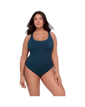 S3 Ribbed Scoopneck Crossback One Piece Swimsuit - Blue