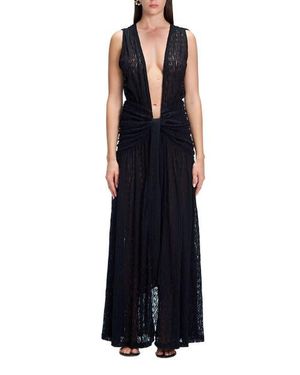 Moeva Aveline Sleeveless Lace Maxi Kaftan - Black
