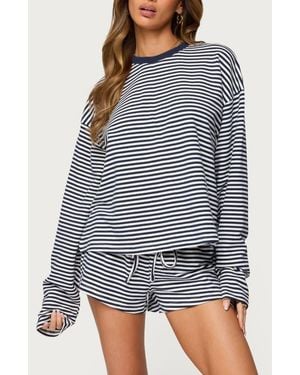 Edikted Jainee Striped Long Sleeve T Shirt in Blue | Lyst