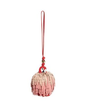 Zimmermann Parrot Fringe Leather Bag Charm - Pink