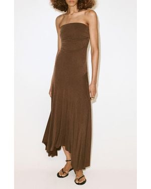 Mango Asymmetric Strapless Dress - Natural