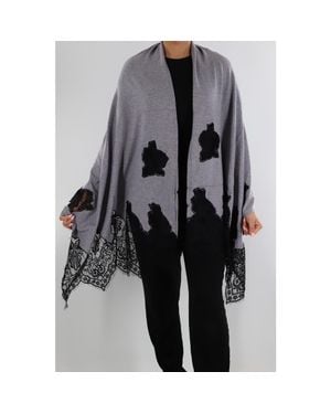 La Fiorentina Wrap With Lace Detail - Black