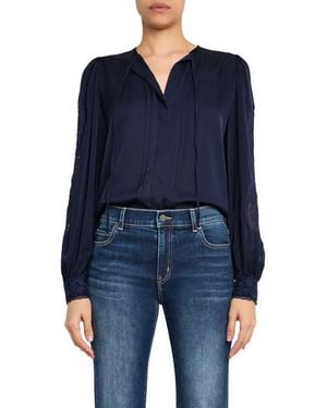 Kobi Halperin Shay Embroidered Pintuck Top - Blue