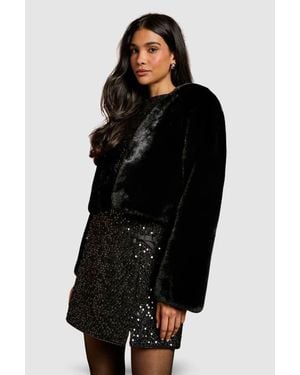 Coast Edge To Edge Faux Fur Coat - Black