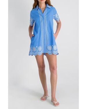 French Connection Alissa Embroidered Cotton Mini Shirtdress - Blue