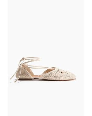 H&M Crochet-Look Ballet Flats - White