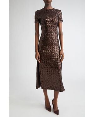 Michael Kors Sequin Midi T-Shirt Dress - Brown