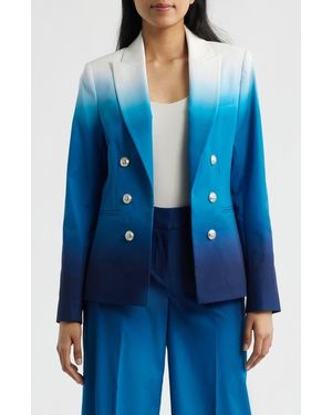 Tahari Faux Double Breasted Blazer - Blue