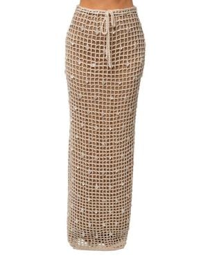 JLUXLABEL Pearl Shore Crochet Skirt - Natural