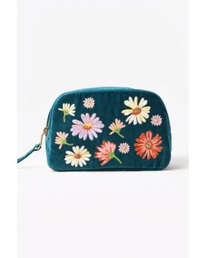 Elizabeth Scarlett Wildflower Velvet Makeup Bag - Black