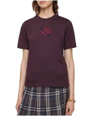 Burberry Knight Check Cotton T-Shirt - Purple