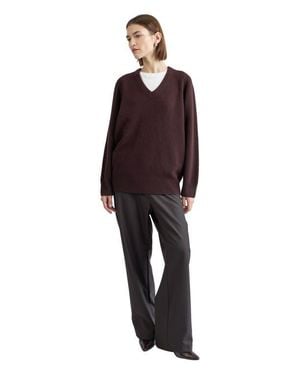 ALMINA CONCEPT Wool V Neck Sweater - Brown