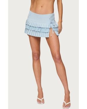 Edikted Yaz Tiered Pleated Miniskort - Blue