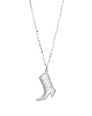 Nashelle Cowgirl Boot Pendant Necklace - White